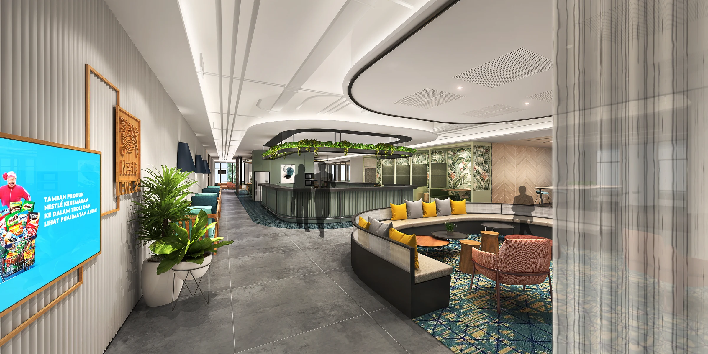 Nestlé Jakarta Workplace — Work café seating