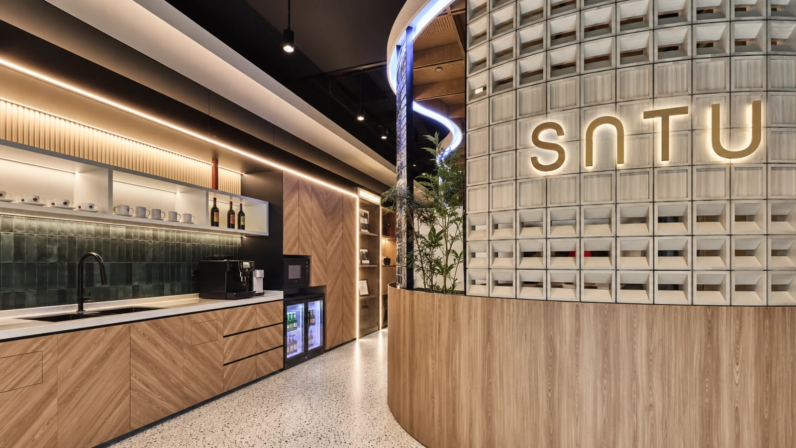 SATU brand interior with timber finishes
